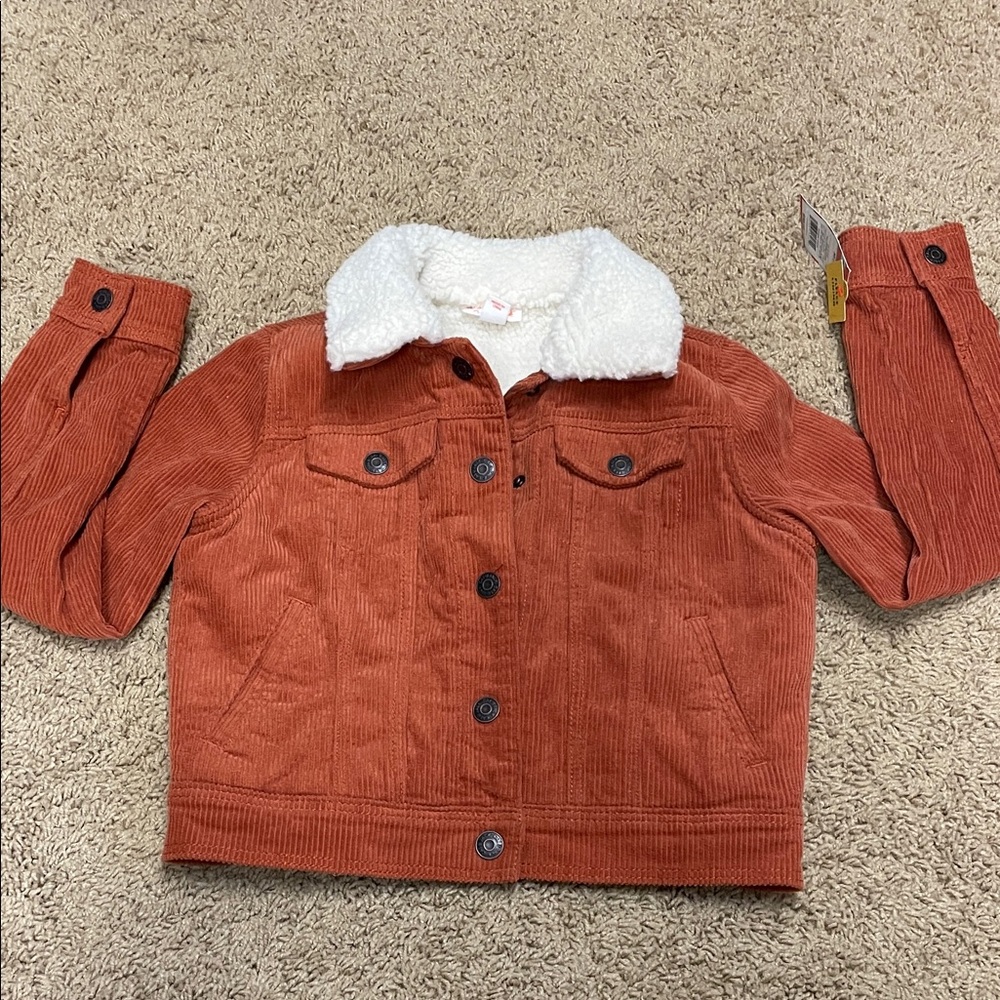 NWT Cat & Jack Rust Corduroy Jacket with Sherpa Collar